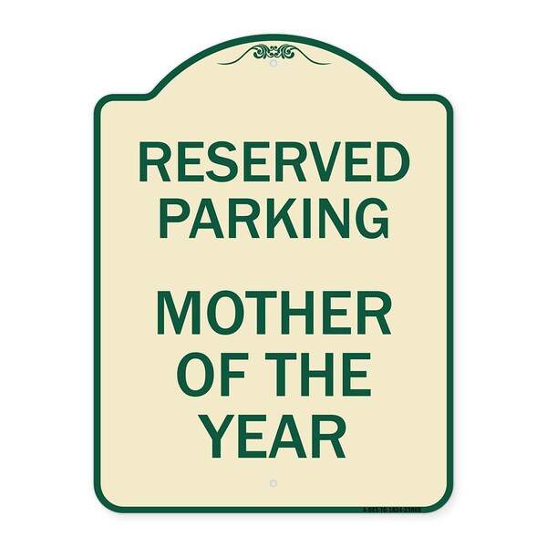 Designer Series Mother of Year, Tan & Green Heavy-Gauge Aluminum Sign, 24" x 18", TG-1824-23869
